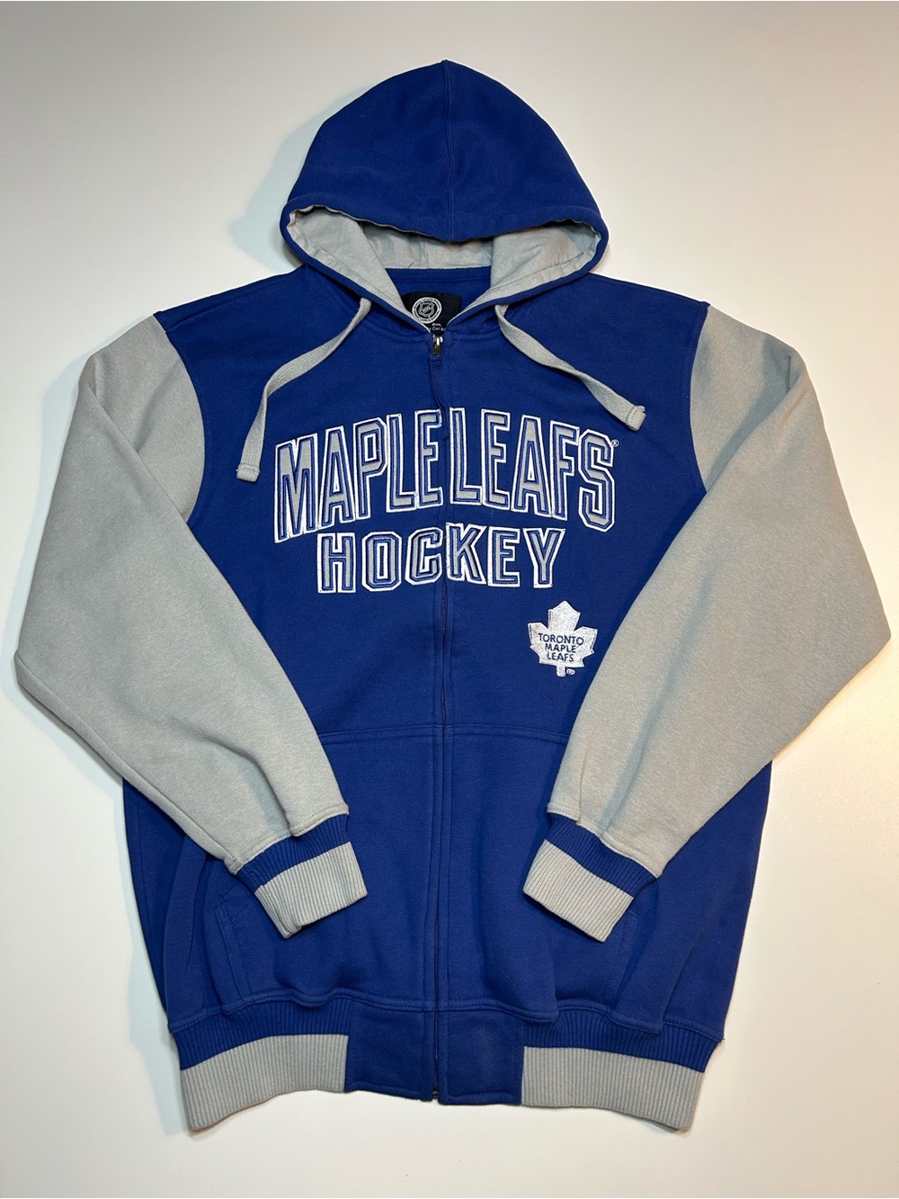 NHL Toronto Maple Leafs Hockey Full Zip Colorblock Varsity Hoodie Blue Grey